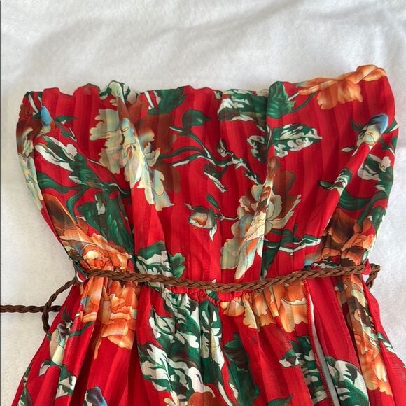 Romeo & Juliet Couture Red Floral Strapless Dress Size S - Picture 8 of 9